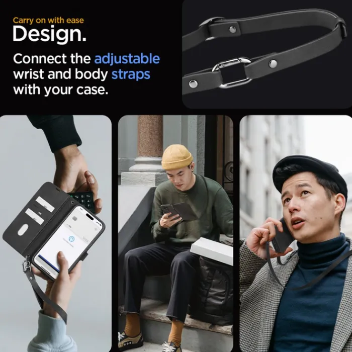 Spigen Na Szyję|Etui Uniwersalne-Etui Wallet ”s” Pro iPhone 15 Pro Max Black Case
