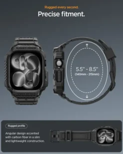 Spigen Apple Watch 11 46Mm|Apple-ETUI Z PASKIEM APPLE WATCH 11 46MM RUGGED ARMOR PRO 2 MATTE BLACK