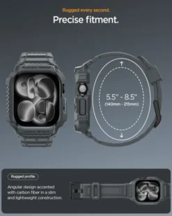 Spigen Apple Watch 11 46Mm|Apple-ETUI Z PASKIEM APPLE WATCH 11 46MM RUGGED ARMOR PRO 2 DARK GRAY
