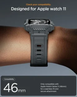 Spigen Apple Watch 11 46Mm|Apple-ETUI Z PASKIEM APPLE WATCH 11 46MM RUGGED ARMOR PRO 2 DARK GRAY