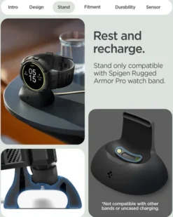 Spigen Google-ETUI Z PASKIEM GOOGLE PIXEL WATCH 4 41MM RUGGED ARMOR PRO + STAND MATTE BLACK