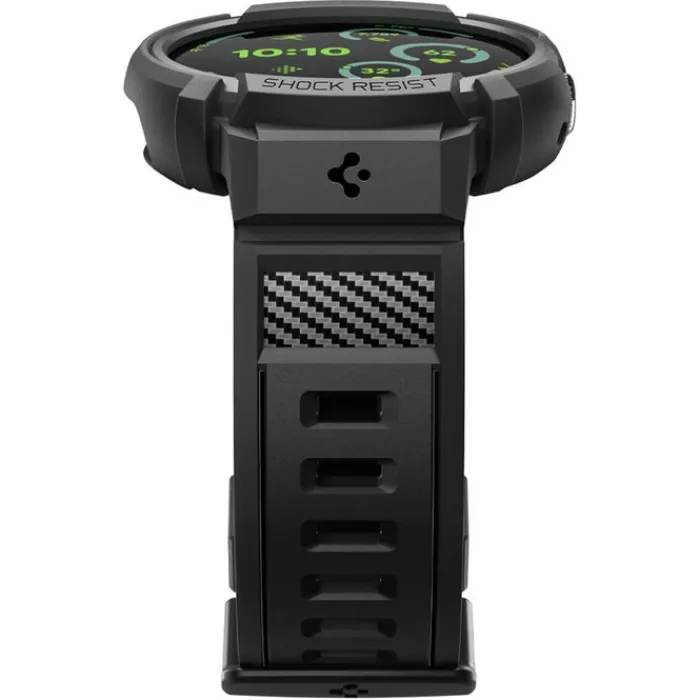 Spigen Google-ETUI Z PASKIEM GOOGLE PIXEL WATCH 4 41MM RUGGED ARMOR PRO + STAND MATTE BLACK