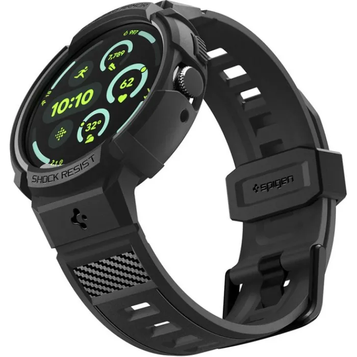 Spigen Google-ETUI Z PASKIEM GOOGLE PIXEL WATCH 4 41MM RUGGED ARMOR PRO + STAND MATTE BLACK