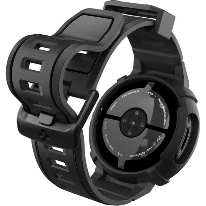 Spigen Google-ETUI Z PASKIEM GOOGLE PIXEL WATCH 4 41MM RUGGED ARMOR PRO + STAND MATTE BLACK