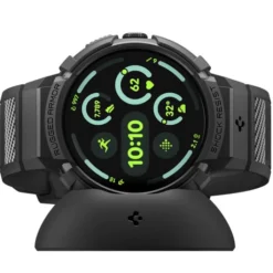 Spigen Google-ETUI Z PASKIEM GOOGLE PIXEL WATCH 4 41MM RUGGED ARMOR PRO + STAND MATTE BLACK