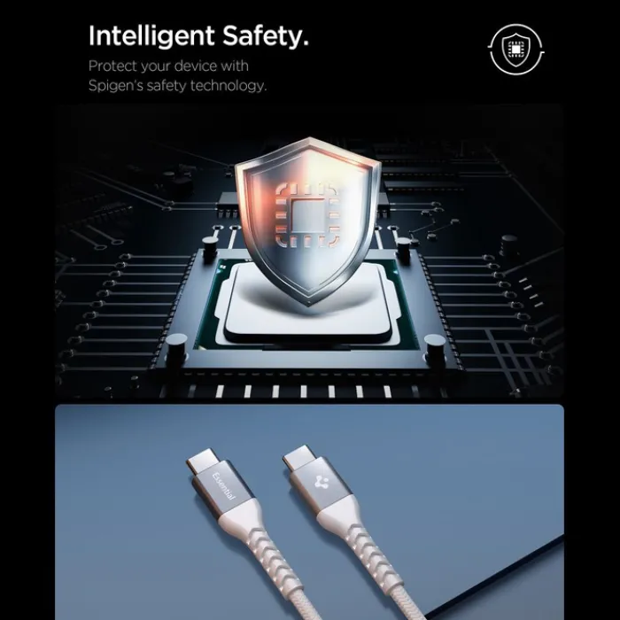 Spigen Kable-KABEL USB-C EB10010CCA ESSENTIAL 100W 100CM BIAŁY
