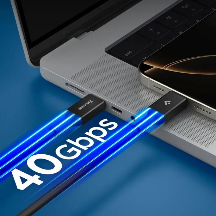 Spigen Kable-KABEL USB-C EB24012CC ESSENTIAL 240W 120CM CZARNY