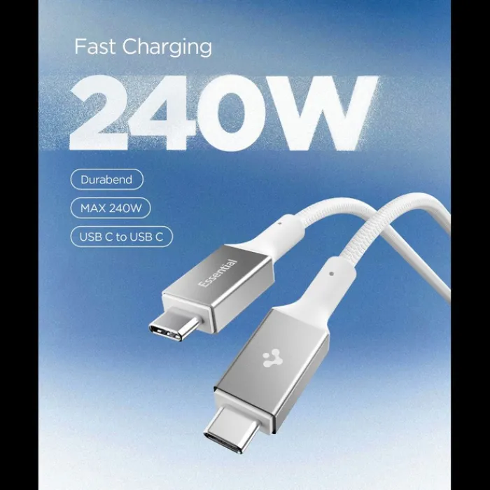 Spigen Kable-KABEL USB-C EB24015CC ESSENTIAL 240W 150CM BIAŁY
