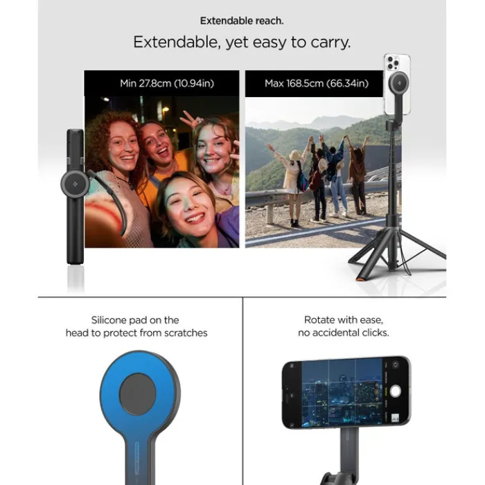 Spigen Selfie Stick-KIJEK SELFIE S581W MAGSAFE BLUETOOTH SELFIE STICK TRIPOD BLACK