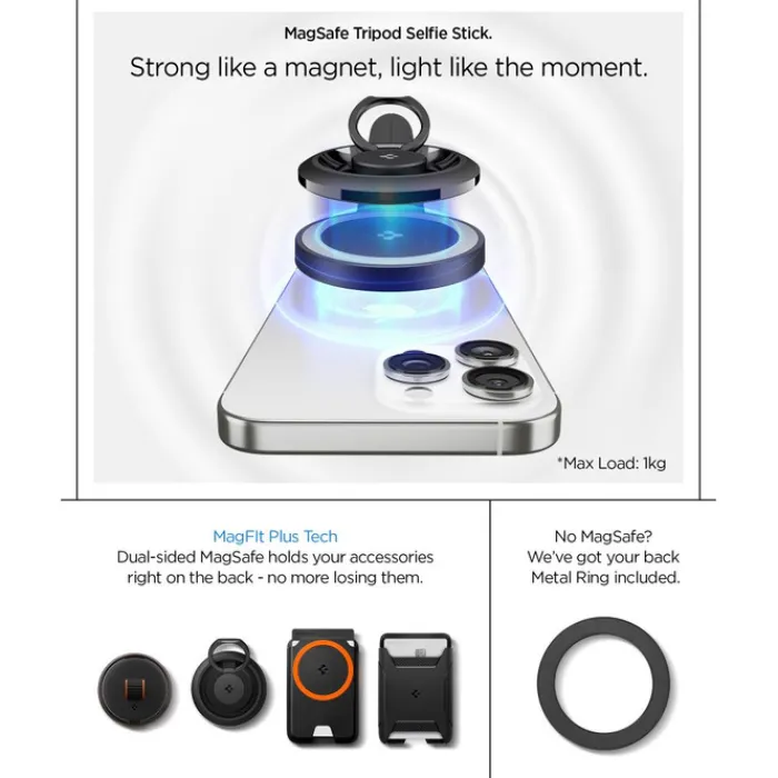 Spigen Selfie Stick-KIJEK SELFIE S581W MAGSAFE BLUETOOTH SELFIE STICK TRIPOD BLACK