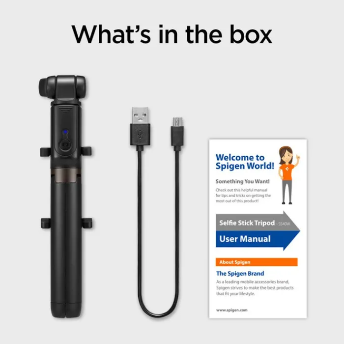 Spigen Selfie Stick-Kijek selfie Statyw S540w Wireless Selfie Stick Tripod Black