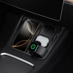 Spigen Ładowarki|Tesla-ORGANIZER Z UCHWYTEM DO ŁADOWARKI TESLA MODEL Y/3 3W1 WIRELESS CHARGING HUB MOUNT BLACK