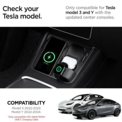 Spigen Ładowarki|Tesla-ORGANIZER Z UCHWYTEM DO ŁADOWARKI TESLA MODEL Y/3 3W1 WIRELESS CHARGING HUB MOUNT BLACK