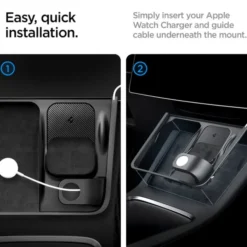 Spigen Ładowarki|Tesla-ORGANIZER Z UCHWYTEM DO ŁADOWARKI TESLA MODEL Y/3 3W1 WIRELESS CHARGING HUB MOUNT BLACK