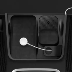 Spigen Ładowarki|Tesla-ORGANIZER Z UCHWYTEM DO ŁADOWARKI TESLA MODEL Y/3 3W1 WIRELESS CHARGING HUB MOUNT BLACK