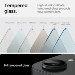 Spigen Iphone 17E|Apple-OSŁONA APARATU IPHONE 17e/16e OPTIK PRO GLAS.TR ”EZ FIT” CAMERA PROTECTOR 2-PACK CZARNA