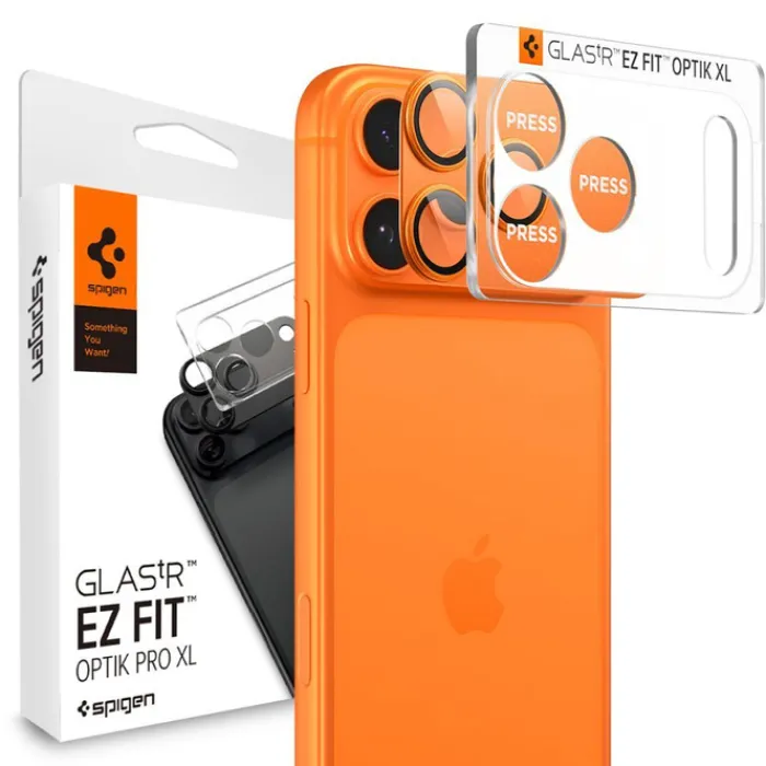 Spigen Iphone 17 Pro Max|Apple-OSŁONA APARATU IPHONE 17 PRO MAX OPTIK PRO XL GLAS.TR ”EZ FIT” CAMERA PROTECTOR ORANGE