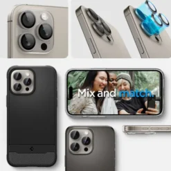 Spigen Iphone 17 Pro Max|Iphone 15 Pro-OSŁONA APARATU IPHONE 15 PRO / MAX / 16 PRO / MAX OPTIK.TR EZ FIT 2-PACK NATURAL TITANIUM