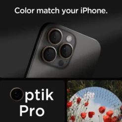 Spigen Iphone 17 Pro Max|Iphone 15 Pro-OSŁONA APARATU IPHONE 15 PRO / PRO MAX / 16 PRO / PRO MAX OPTIK PRO GLAS.TR ”EZ FIT” 2-PACK DESERT TITANIUM