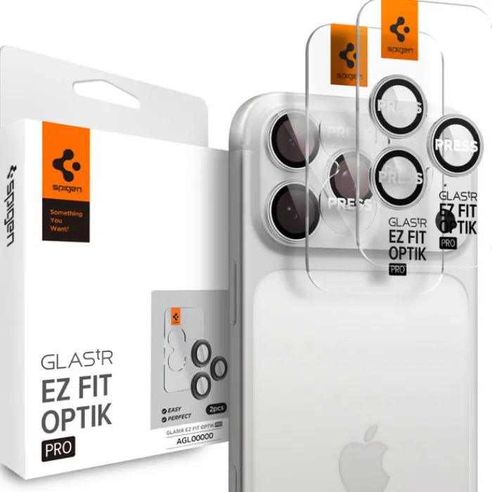 Spigen Iphone 17 Pro Max|Iphone 15 Pro-OSŁONA APARATU IPHONE 14 PRO / MAX / 15 PRO / MAX /16 PRO / MAX / 17 PRO / MAX OPTIK PRO GLAS.TR ”EZ FIT” 2-PACK SILVER
