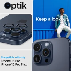 Spigen Iphone 17 Pro Max|Iphone 15 Pro-OSŁONA APARATU IPHONE 15 PRO/ 15 PRO MAX / 17 PRO / 17 PRO MAX OPTIK.TR ”EZ FIT” 2-PACK BLUE TITANIUM