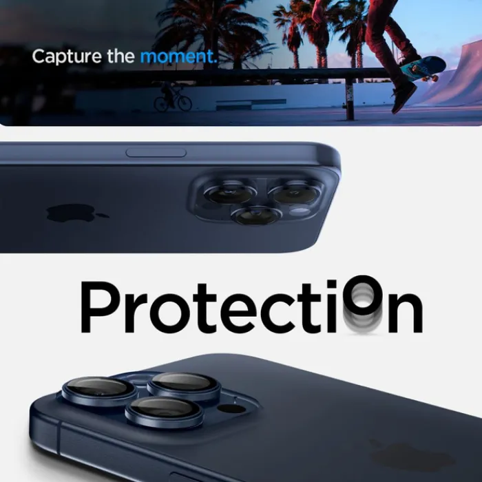Spigen Iphone 17 Pro Max|Iphone 15 Pro-OSŁONA APARATU IPHONE 15 PRO/ 15 PRO MAX / 17 PRO / 17 PRO MAX OPTIK.TR ”EZ FIT” 2-PACK BLUE TITANIUM