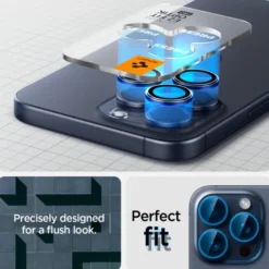 Spigen Iphone 17 Pro Max|Iphone 15 Pro-OSŁONA APARATU IPHONE 15 PRO/ 15 PRO MAX / 17 PRO / 17 PRO MAX OPTIK.TR ”EZ FIT” 2-PACK BLUE TITANIUM