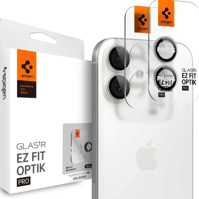 Spigen Iphone 17|Apple-OSŁONA APARATU IPHONE 16 / 16 PLUS / 17 OPTIK PRO GLAS.TR ”EZ FIT” CAMERA PROTECTOR 2-PACK SILVER