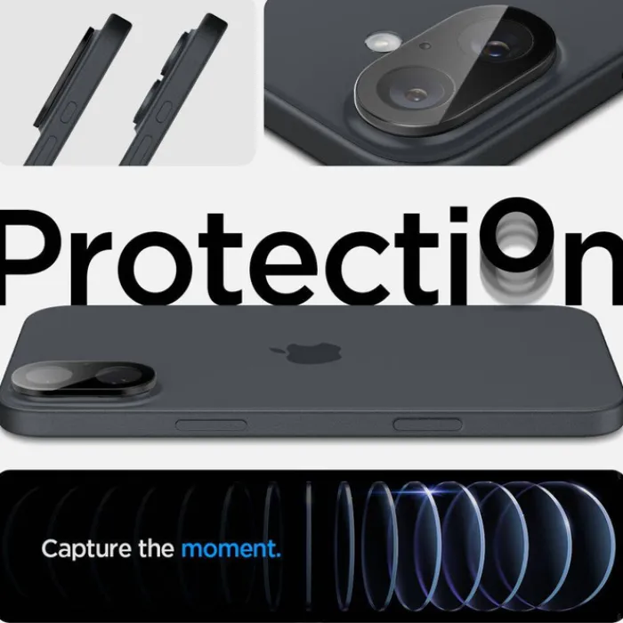 Spigen Iphone 16 Pro Max|Iphone 16 Plus-OSŁONA APARATU OPTIK GLAS.TR CAMERA PROTECTOR 2-PACK IPHONE 16 / 16 PLUS BLACK