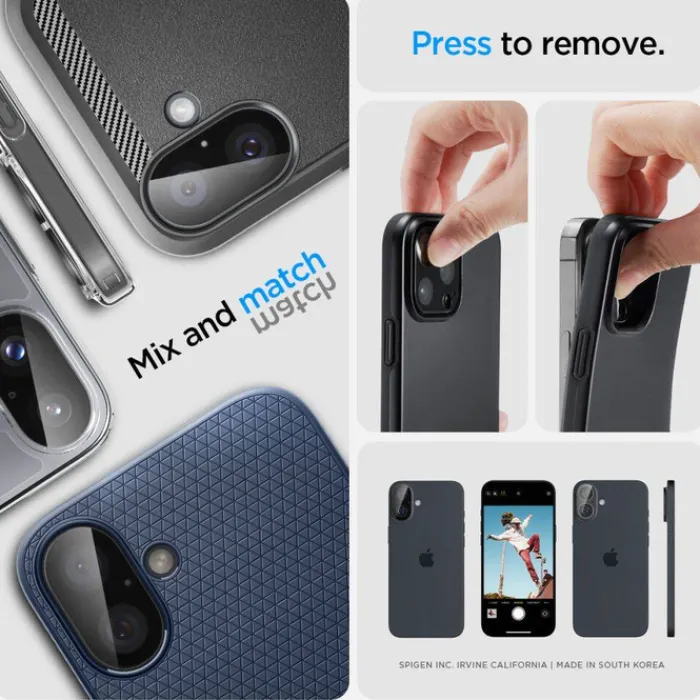 Spigen Iphone 16 Pro Max|Iphone 16 Plus-OSŁONA APARATU OPTIK GLAS.TR CAMERA PROTECTOR 2-PACK IPHONE 16 / 16 PLUS BLACK