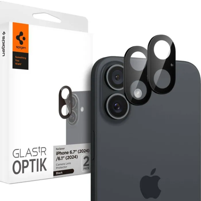 Spigen Iphone 16 Pro Max|Iphone 16 Plus-OSŁONA APARATU OPTIK GLAS.TR CAMERA PROTECTOR 2-PACK IPHONE 16 / 16 PLUS BLACK