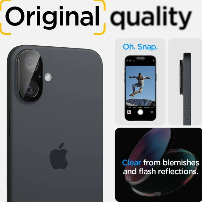 Spigen Iphone 16 Pro Max|Iphone 16 Plus-OSŁONA APARATU OPTIK GLAS.TR CAMERA PROTECTOR 2-PACK IPHONE 16 / 16 PLUS BLACK