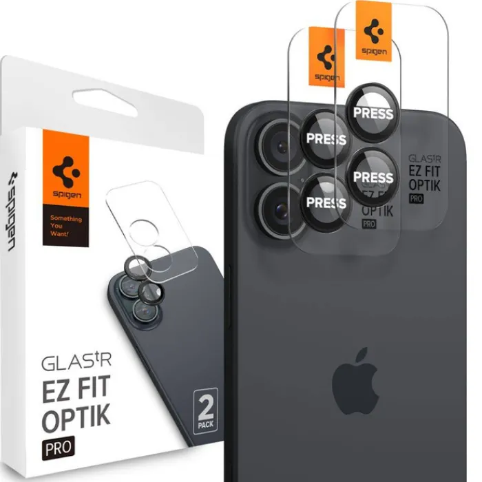 Spigen Iphone 16 Plus|Apple-OSŁONA APARATU OPTIK PRO GLAS.TR ”EZ FIT” CAMERA PROTECTOR 2-PACK IPHONE 16 / 16 PLUS BLACK