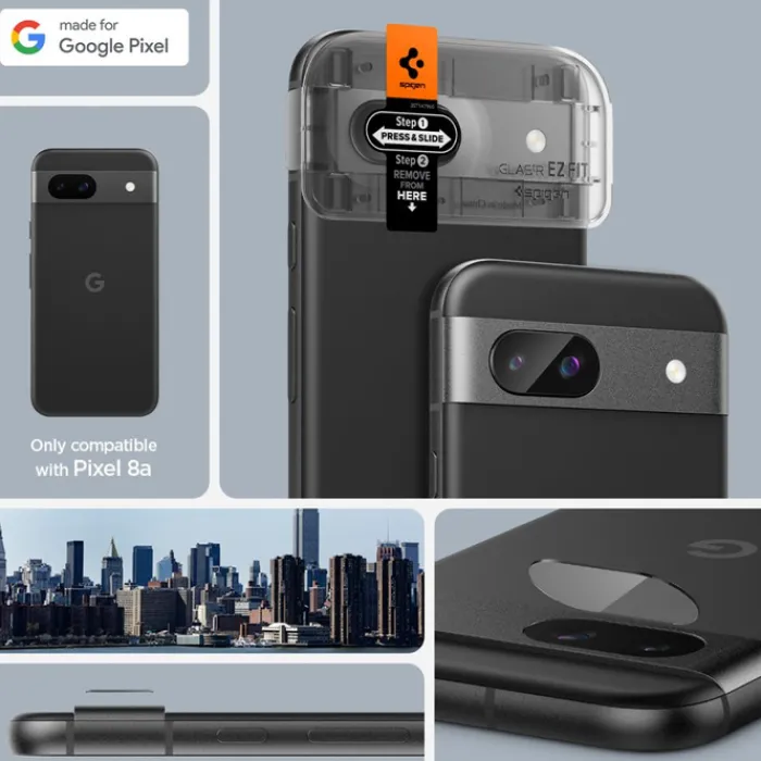 Spigen Pixel 8A|Google-OSŁONA APARATU OPTIK.TR ”EZ FIT” CAMERA PROTECTOR 2-PACK GOOGLE PIXEL 8A CLEAR