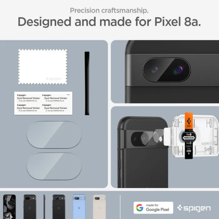 Spigen Pixel 8A|Google-OSŁONA APARATU OPTIK.TR ”EZ FIT” CAMERA PROTECTOR 2-PACK GOOGLE PIXEL 8A CLEAR