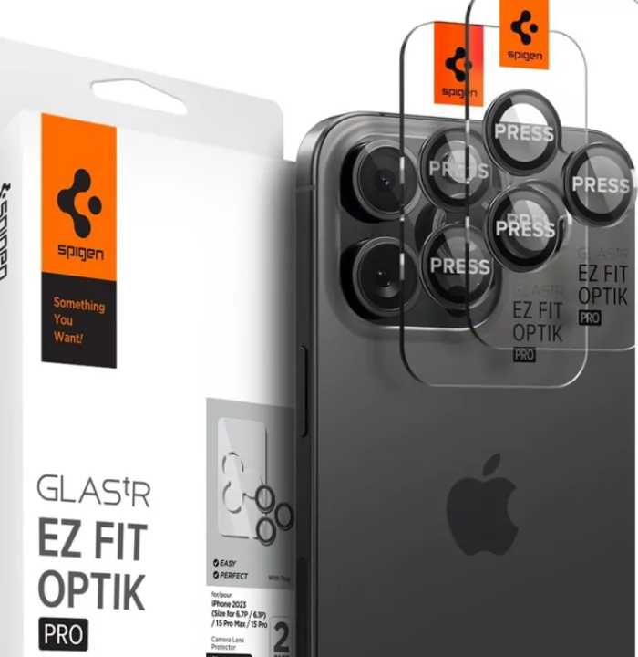 Spigen Iphone 17 Pro Max|Iphone 15 Pro-Osłona Aparatu Optik.tr ”ez Fit” Camera Protector 2-pack IPHONE 14 PRO / MAX / 15 PRO / MAX / 16 PRO / MAX / 17 PRO / MAX BLACK