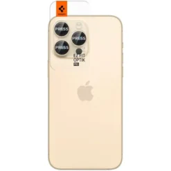 Spigen Iphone 17 Pro Max|Iphone 15 Pro-Osłona Aparatu Optik.tr ”ez Fit” Camera Protector 2-pack iPhone 14 Pro / 14 Pro Max Gold
