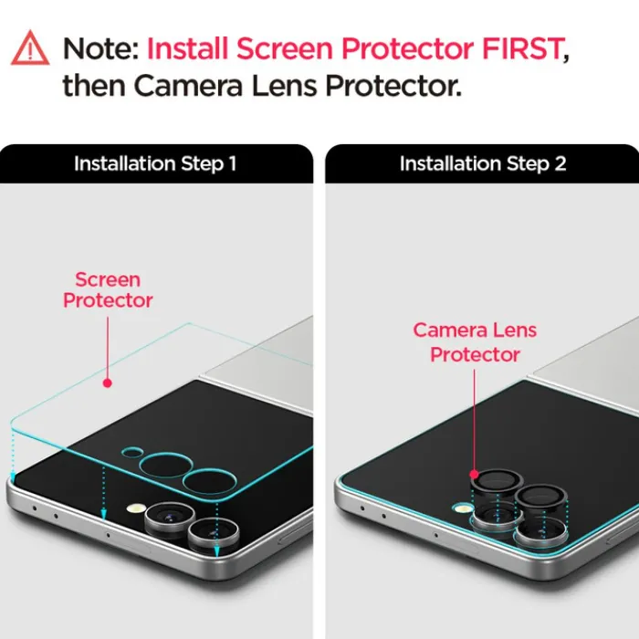 Spigen Samsung|Galaxy Z Flip 7 Fe-OSŁONA APARATU SAMSUNG GALAXY Z FLIP 7 OPTIK PRO HD GLAS.TR ”EZ FIT” CAMERA PROTECTOR 2-PACK CZARNA