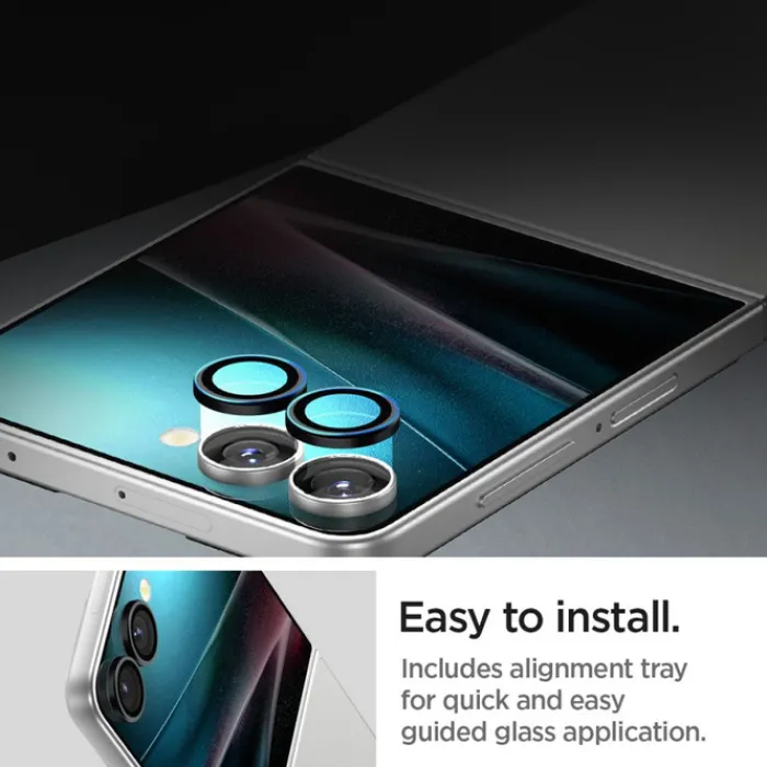 Spigen Samsung|Galaxy Z Flip 7 Fe-OSŁONA APARATU SAMSUNG GALAXY Z FLIP 7 OPTIK PRO HD GLAS.TR ”EZ FIT” CAMERA PROTECTOR 2-PACK CZARNA