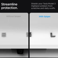 Spigen Tesla-OSŁONA NA LOGO ZNACZEK TESLA MODEL 3 2024 REAR EMBLEM LOGO FULL COVER CARBON