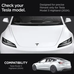 Spigen Tesla-OSŁONA NA PRZEDNIE LOGO ZNACZEK TESLA MODEL 3 2024 FRONT EMBLEM LOGO FULL COVER CARBON