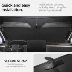 Spigen Tesla-OSŁONA PRZECIWSŁONECZNA TESLA MODEL X CAR FRONT WINDSHIELD SUNSHADE BLACK