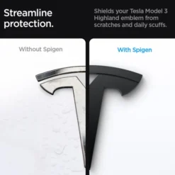 Spigen Tesla-OSŁONA PRZEDNIEGO LOGO ZNACZEK TESLA MODEL 3 2024 FRONT EMBLEM LOGO FULL COVER BLACK