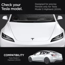 Spigen Tesla-OSŁONA PRZEDNIEGO LOGO ZNACZEK TESLA MODEL 3 2024 FRONT EMBLEM LOGO FULL COVER BLACK