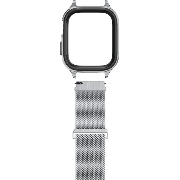 Spigen Apple Watch Se 44Mm|Apple Watch 9 45Mm-Pasek i Etui Metal Fit Pro Apple Watch 9 8 7 6 5 4 SE 2022 44 / 45 mm Srebny