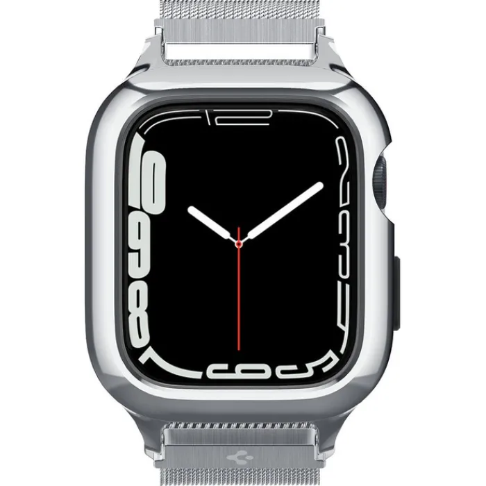 Spigen Apple Watch Se 44Mm|Apple Watch 9 45Mm-Pasek i Etui Metal Fit Pro Apple Watch 9 8 7 6 5 4 SE 2022 44 / 45 mm Srebny