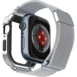 Spigen Apple Watch Se 44Mm|Apple Watch 9 45Mm-Pasek i Etui Metal Fit Pro Apple Watch 9 8 7 6 5 4 SE 2022 44 / 45 mm Srebny