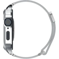 Spigen Apple Watch Se 44Mm|Apple Watch 9 45Mm-Pasek i Etui Metal Fit Pro Apple Watch 9 8 7 6 5 4 SE 2022 44 / 45 mm Srebny