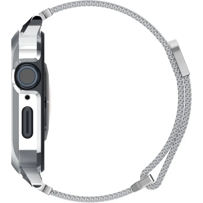 Spigen Apple Watch Se 44Mm|Apple Watch 9 45Mm-Pasek i Etui Metal Fit Pro Apple Watch 9 8 7 6 5 4 SE 2022 44 / 45 mm Srebny