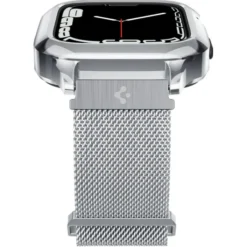 Spigen Apple Watch Se 44Mm|Apple Watch 9 45Mm-Pasek i Etui Metal Fit Pro Apple Watch 9 8 7 6 5 4 SE 2022 44 / 45 mm Srebny
